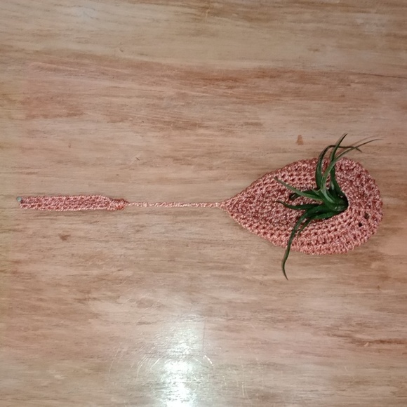Air Plant Hanger Basket, Orange, Crocheted, Boho Style, Pre-owned - Picture 3 of 7